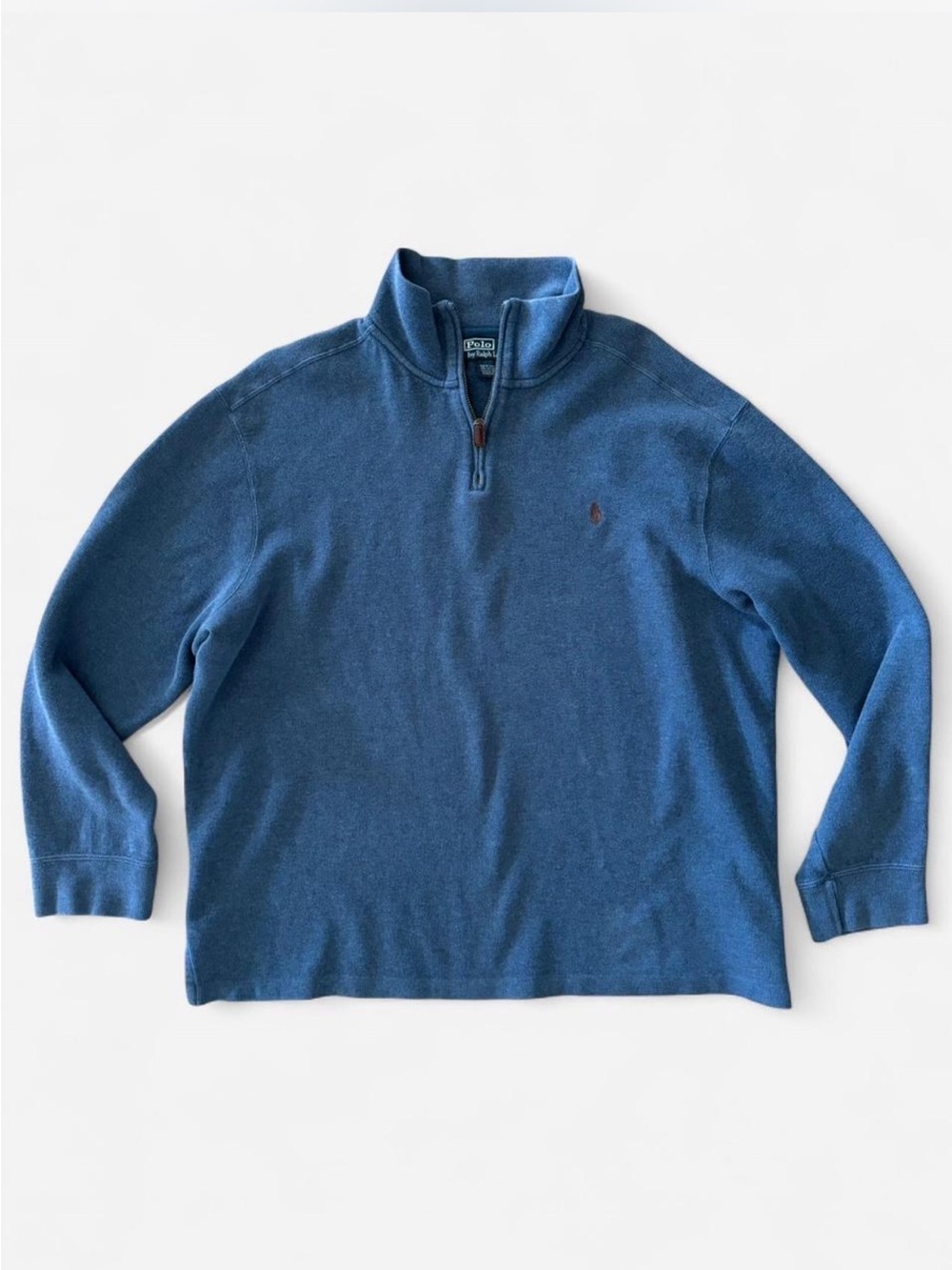 Polo Ralph Lauren Vintage Quarter Zip Sweatshirt Men’s XXL Blue Brown Pony